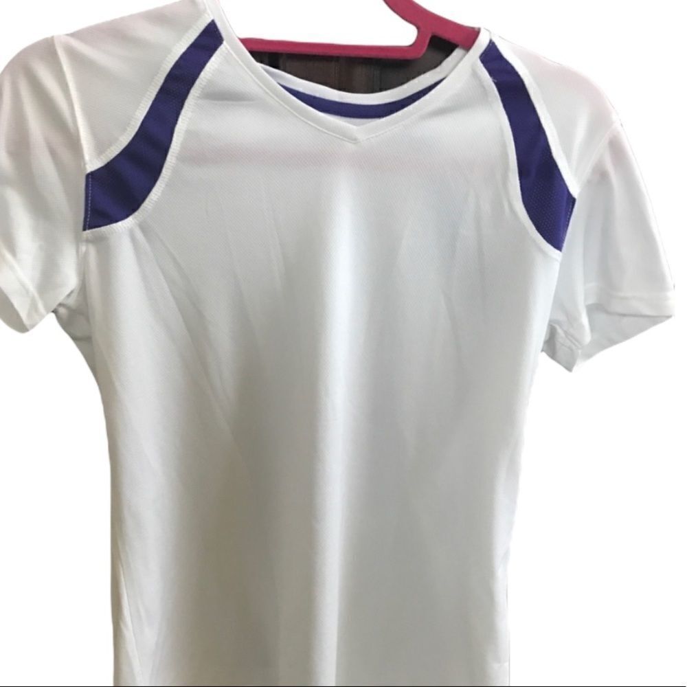White and blue mesh Workout tennis T-shirt